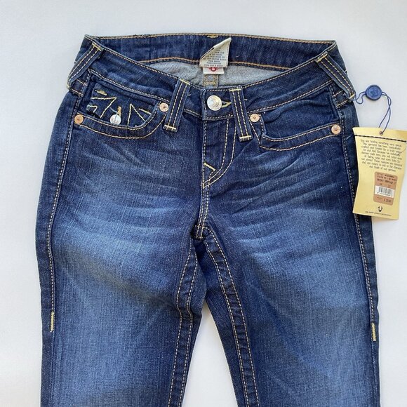 $231 True Religion Women’s Becky Heritage Jeans Slim Bootcut Dark Blue Size 25 - Picture 5 of 13
